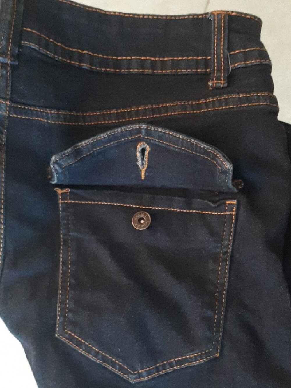 LIQUID💧Dark Blue Boyfriend Jeans Shorts – Rolled Cuff Sz 9/10 with Stretch - Picture 8 of 8